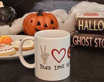 Peace Love Halloween mug, 12oz mug