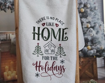 Home for the Holidays Holiday Towel, Vintage Towel, Microfiber Towel, 16x24 towel, Kitchen Towel