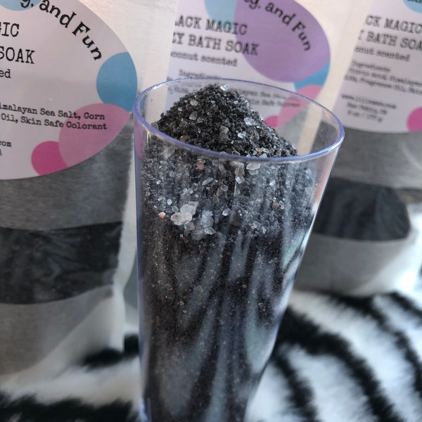 Black Magic Fizzy Salt Soak/ Black Bath Soak/ Scented Bath Soak/ Bubbly Bath Soak