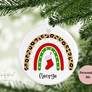 Personalised stocking rainbow Christmas ornament, rainbow decoration, kids stocking filler, personalised Christmas ornament