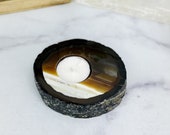 Agate Slab Candle Holder - Home Decor - OOAK - (WRHS2-S6-BOX5-12)