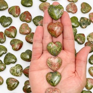Unakite Gemstone Hearts - Crystal Heart Shaped stones