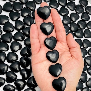 Black Obsidian Crystal Hearts - Gemstone Heart shaped stone