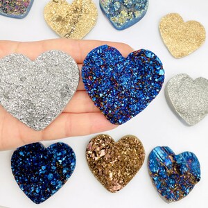 Mystic Druzy Heart - Titanium Coated Stones - YOU CHOOSE - (HRTS-S1)