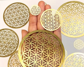 Flower of Life Gold tone Disk - By Size - (UP5-05)