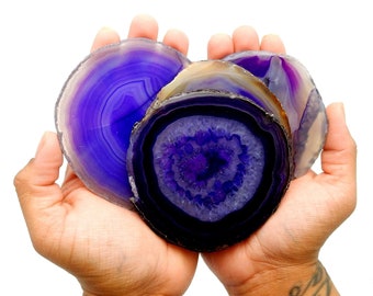 Purple Agate Slice Crystals - Large Pendant Size - Agate Slices #2 - (AGBS)