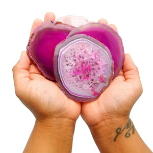 Fatia de ágata rosa - tamanho de pingente grande - Fatias de ágata nº 2 - ótimas para joias (AGBS)