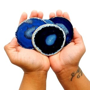 Blue Agate Slice - Large Pendant Size - Agate Slices #2 - Crystals Minerals Place cards