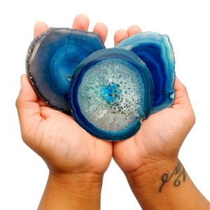 Teal Agate Slice Crystals - Large Pendant Size - Agate Slices #2