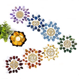 Crystal Grid Set 7 Chakra Wooden Symbols - Set (RK17-10)