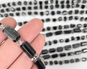 Black Tourmaline with Herkimer on Sterling Silver Necklace