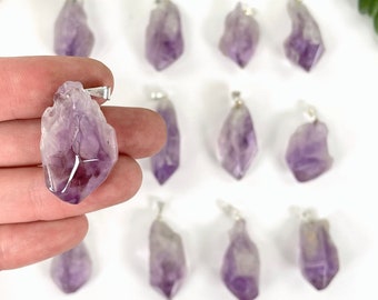 Tumbled Amethyst Pendant with Silver Plated Bail