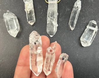 Crystal Quartz - Double Terminated Point Pendant- Drilled A grade Quality Crystals from Brazil
