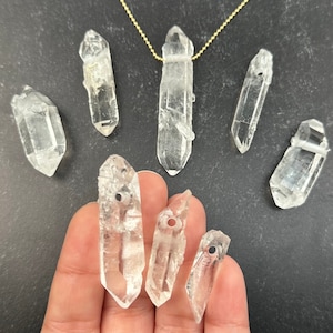 Crystal Quartz - Double Terminated Point Pendant- Drilled A grade Quality Crystals from Brazil