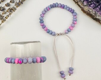 Crystal Lavender Opal Bracelet -  Slider Adjustable Closer