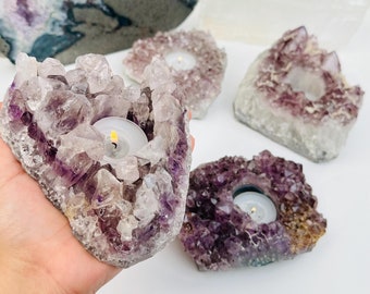 Amethyst Cluster Candle Holder - B Grade - (RK2-27)