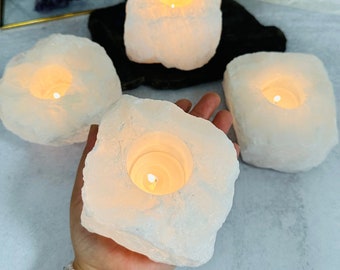 Clear Quartz Tea Light Candle Holder
