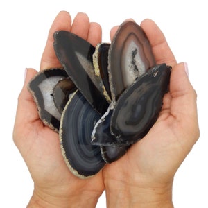 Black Agate Slice - Large Pendant Size - Agate Slices #1 - (AGBS)