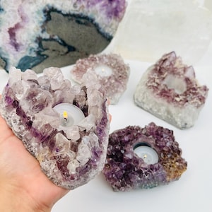 Amethyst Cluster Candle Holder - B Grade - (RK2-27)
