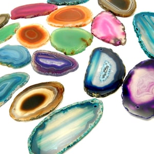 24 gebohrte Achatscheiben - Sortierte Achatscheibe gebohrte obere Mitte Perle - ideal für Schmuck - hochwertiger gebohrter Achat aus Brasilien # 00