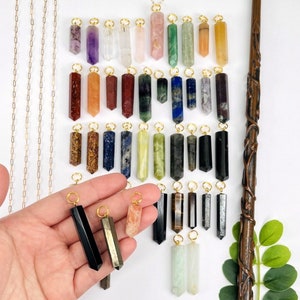 Gemstone Point Pendants with Gold Tone Circle Bail