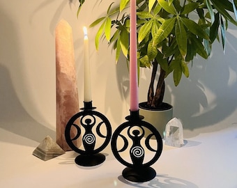 Earth Goddess with Moon Crescent Candle Holder