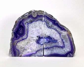 Purple Agate Bookend Pair - 9 to 12 lb - Geode Bookend - Home Decor - Crystal and Stones BKE