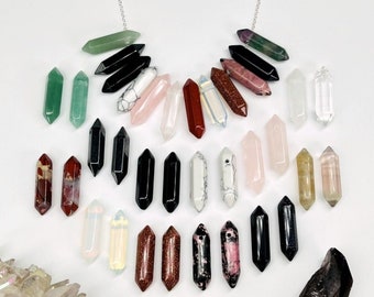 Double Terminated Crystal Gemstone Pencil Point Beads -Top Side Drilled - You Select Stone -