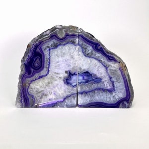 Purple Agate Bookend Pair - 9 to 12 lb - Geode Bookend - Crystal Home Decor