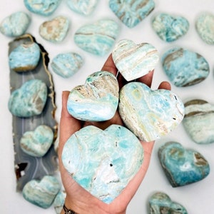 Blue Aragonite Heart Stone - Also known as Caribbean Calcite - By Weight