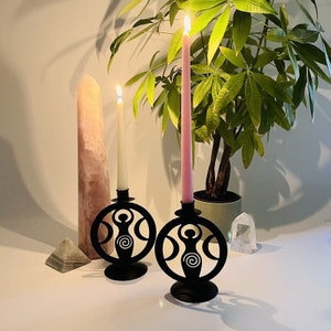 Earth Goddess with Moon Crescent Candle Holder