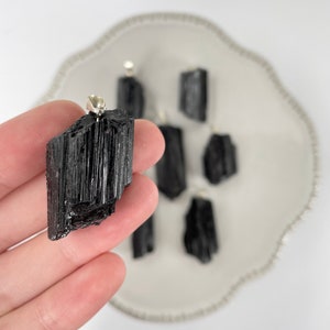 Black Tourmaline Crystal Pendant Mineral Jewelry Crystals