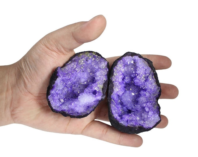 Purple Color Dyed Druzy Geode - Break Your Own Geode Halves