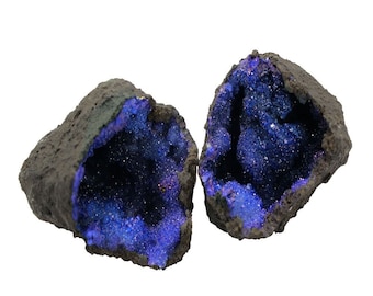 Open Your Own Geode  (pre broken) - Blue Color Dyed Druzy Geodes - Gorgeous Display Piece (TS-50)