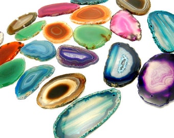 Agate Slices -Top Drilled - Size #0 - Art Projects Supplies - Brazilian Agate ( 3Brownshelf)