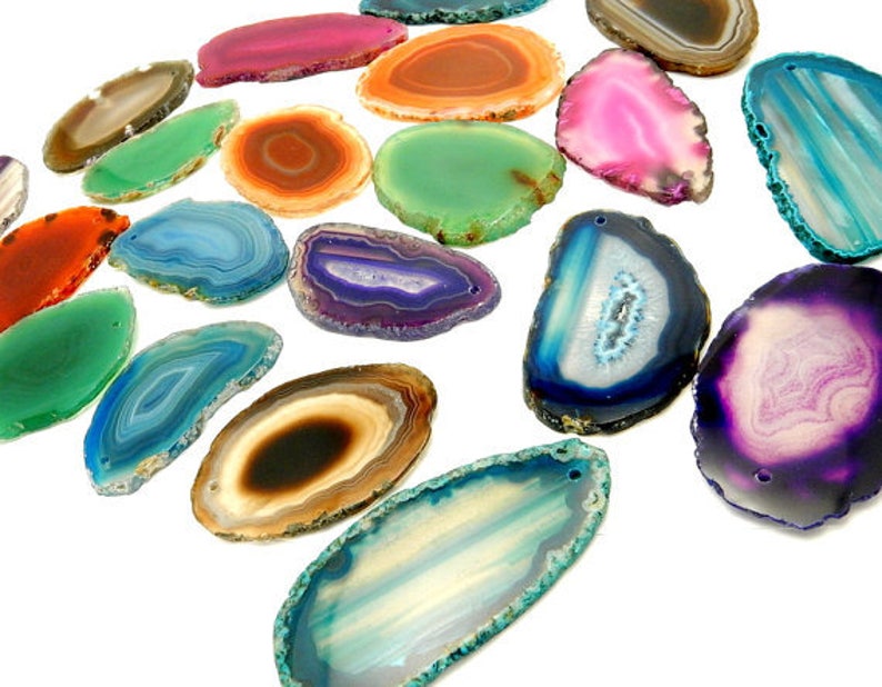 Agate Slices Top Drilled Size 0 Art Projects Supplies Brazilian Agate 3Brownshelf image 1