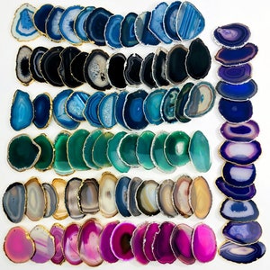 Agate Slice Plated Edge Top Drilled - Choice of Silver or Gold Electroplated Edges Jewelry Agates  (3BROWNSHELF)