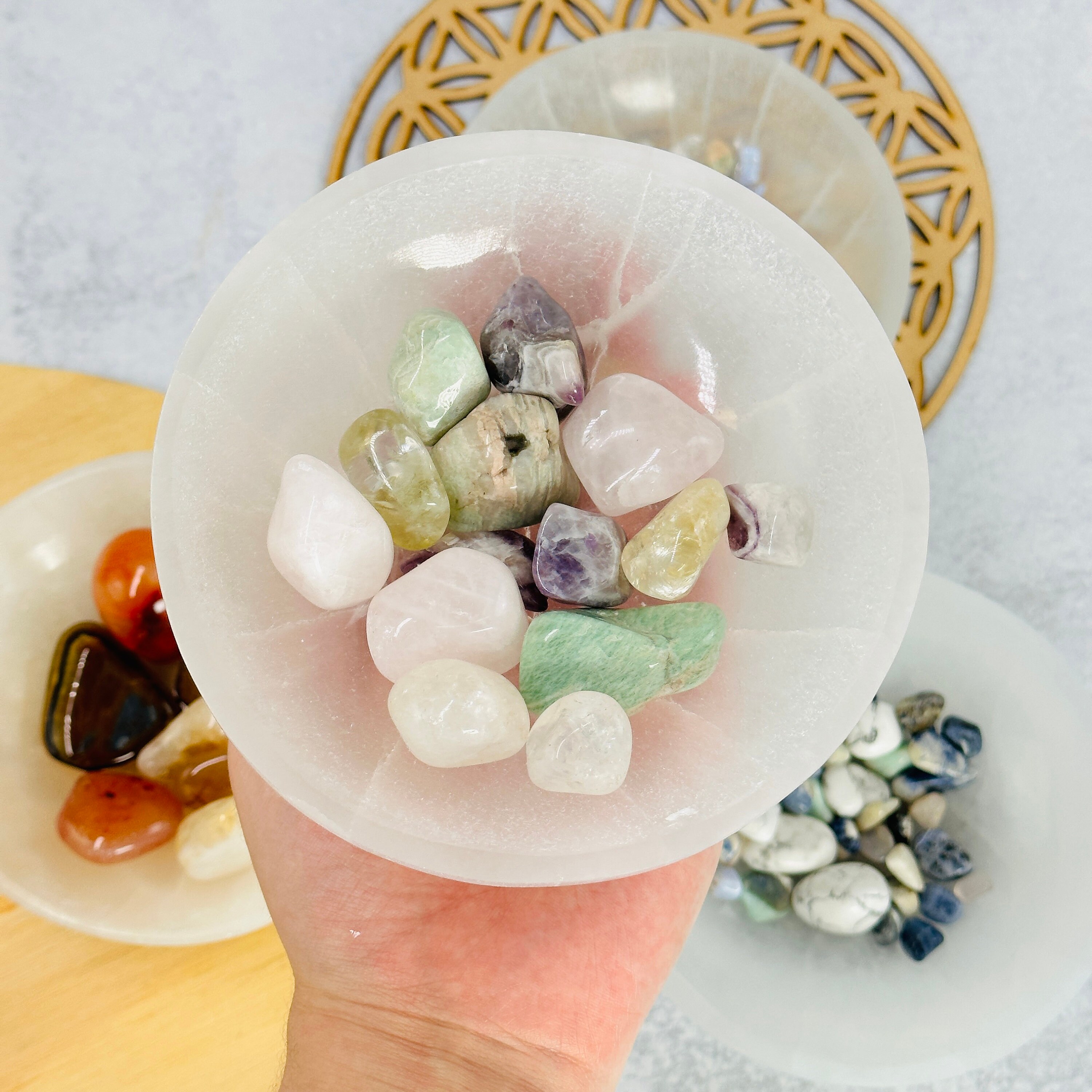 Ciotola Di Cristallo Di Selenite Lucidata – Diametro 14 Cm, Perfetta Per Pulizia E Ricarica Energetica, Regalo Per Amanti Dei Cristalli