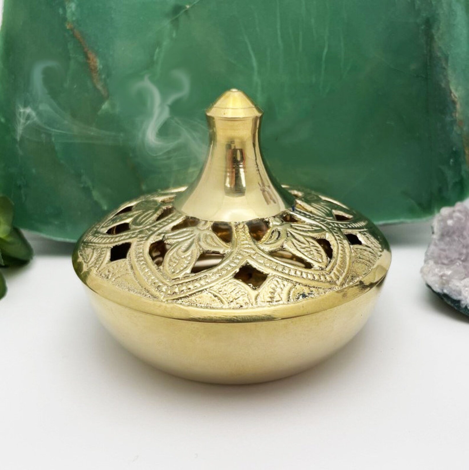 Brass Incense Cone Resin Burner lotus Design Holder With Etsy UK