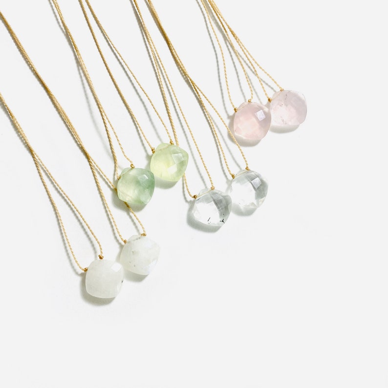 N-DIA Gemstone Diamond Bead Finished Necklaces