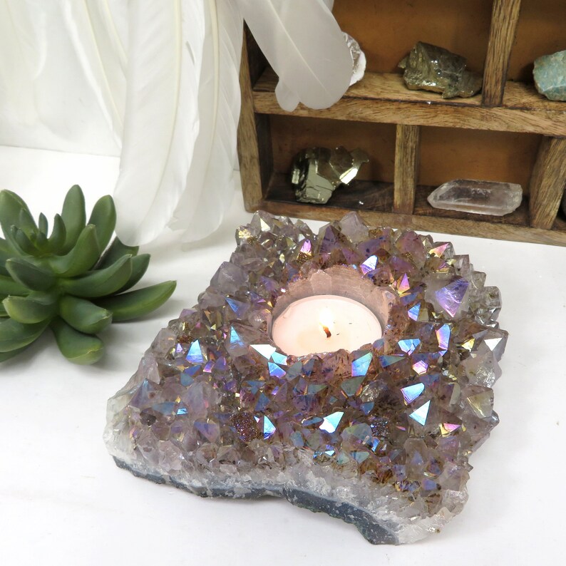 Titanium Amethyst Candle Holder YOU CHOOSE Finish Home Etsy
