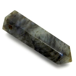 Labradorit Torn Obelisk Punkt BORRAD - Trådlindning - Chakra - Reiki - Kristallnät - Energibalansering (2BROWNSHELF-109) bild 3
