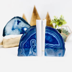Boekensteunen paar blauwe agaat - 9 tot 12 pound - Geode boekensteun - Woondecoratie (RK1-31)