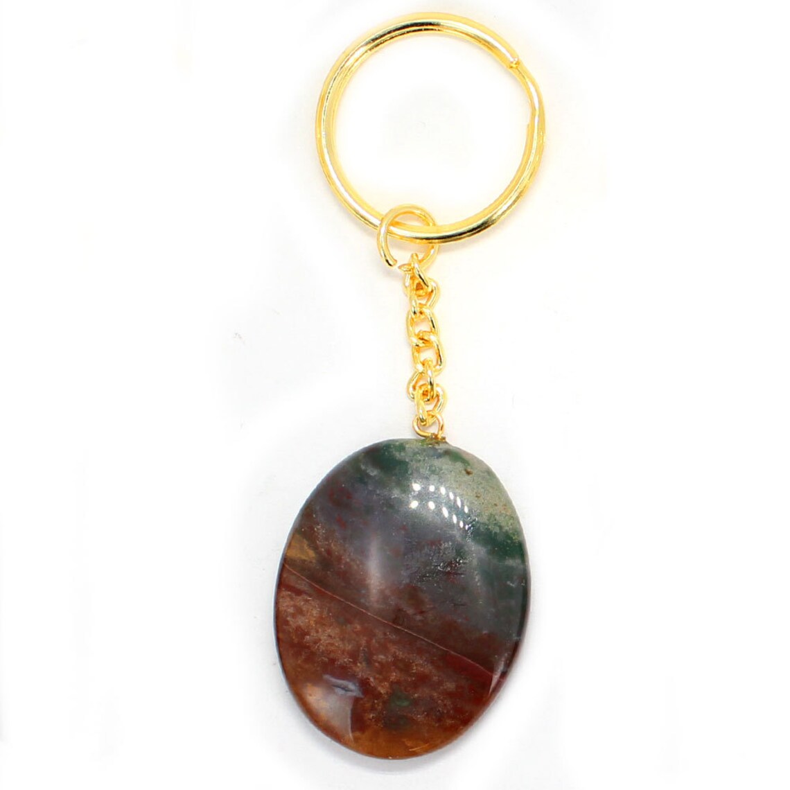 Bloodstone Worry Stone Keychain Gold Tone Keychain Natural Etsy