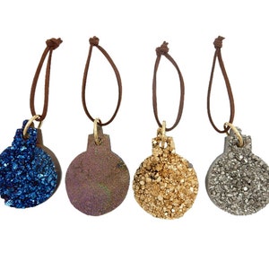 Titanium Druzy Sphere Christmas Ornaments Home Decorations for Holidays Christmas Tree Ornaments 7BROWNSHELF image 1