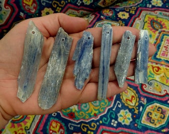 Drilled Blue Kyanite Blade Crystals and Minerals Jewelry Supply