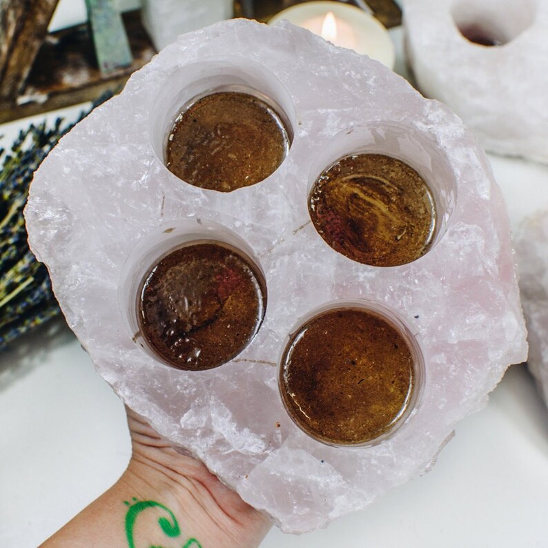 Rose Quartz Candle Holder 4 Votives HW222 Etsy