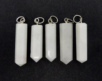 White Agate Point Pendant with Silver Tone Bail (12BROWNSHELF-53-01)