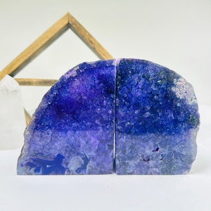 Agate Bookend - dyed Purple Agate Crystal Book Ends