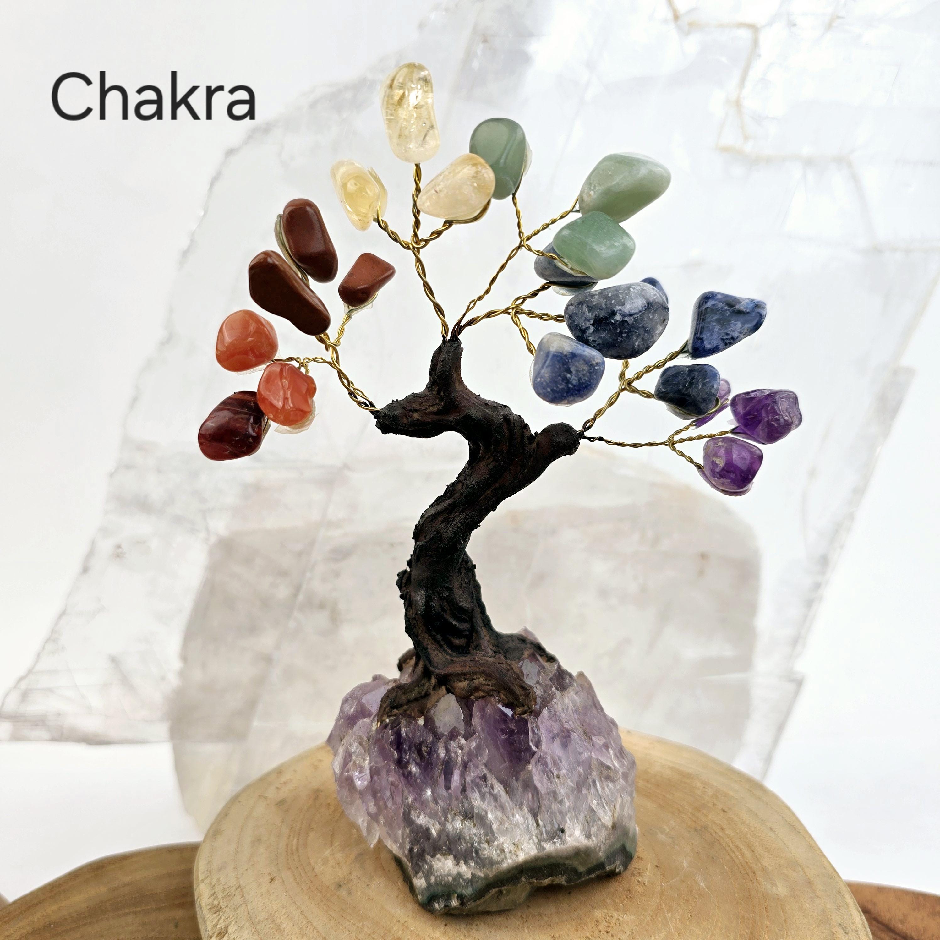 Timbled Tree Tumbled Gemstone Tree With Amethyst Crystal Base - You Choose Stone - Etsy